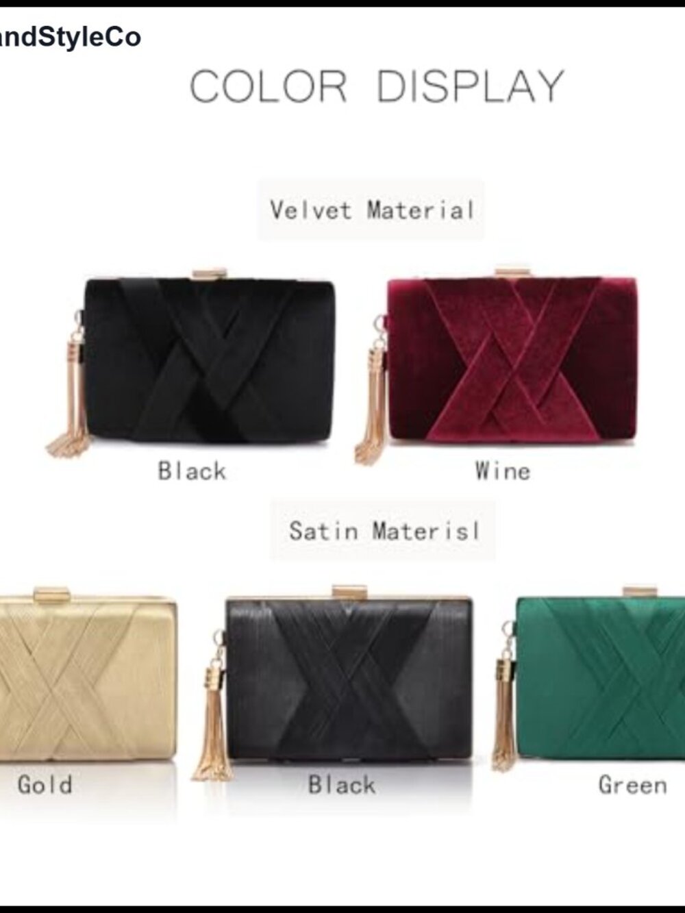 Satin Evening Clutch Wedding Prom Party Purse Detachable Chain Crossbody - Picture 4 of 6